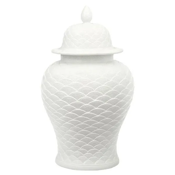 Product Image 1 for White Carved Seawave Temple Jar from Legend of Asia