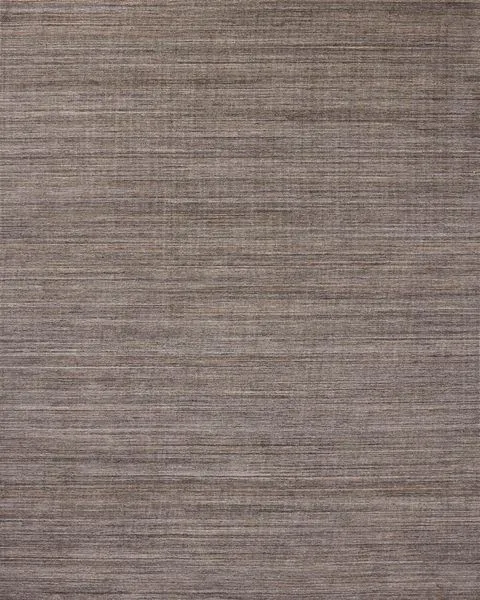 Thorne Stone Rug with thin textured lines in neutral heathered gray tones, hand-loomed polyester surface
