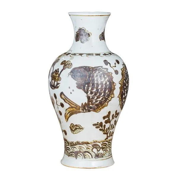 Product Image 1 for Rusty Brown Fairy Vase Fish Lotus Motif from Legend of Asia
