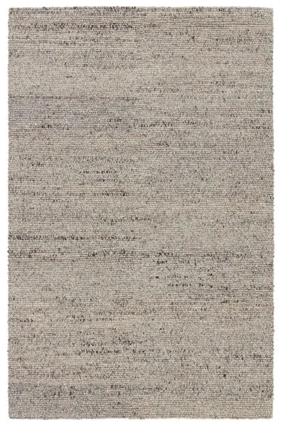 Handwoven contemporary wool rug in gray, brown, and cream with flecks of black, 10 by 14 feet