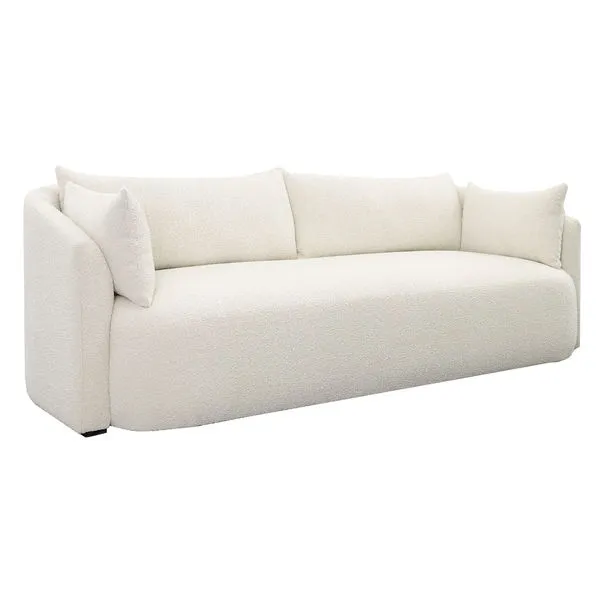 Cream Mackay Sofa with plush textured polyester upholstery and clean, curved lines in a modern design