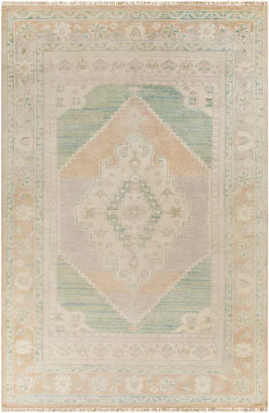 Product Image 1 for Anadolu Hand-Knotted Light Sage / Dusty Pink Rug - 2' x 3' from Surya