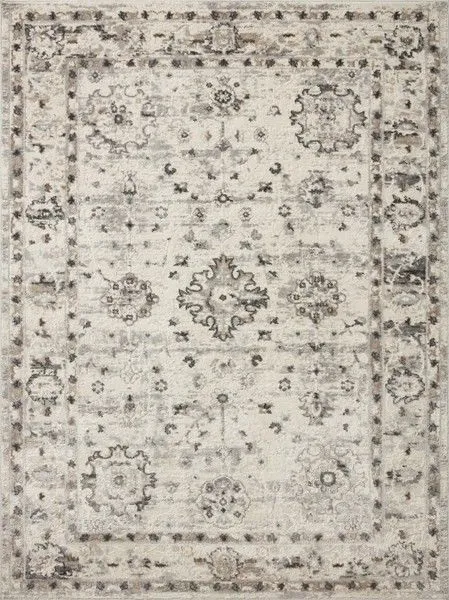 Traditional Estelle Ivory Stone Rug with muted foundation and subtle floral medallion patterns