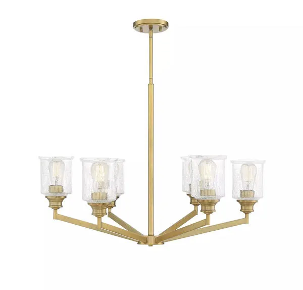 Product Image 1 for Hampton Warm Brass 6 Light Chandelier from Savoy House