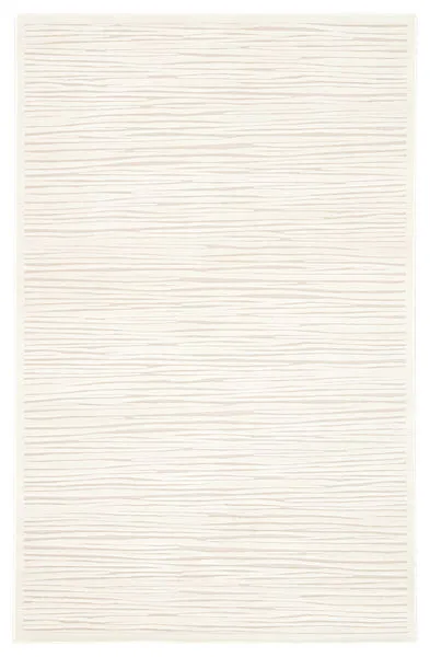Modern area rug with tone-on-tone white and ivory bark-inspired pattern featuring high-low texture