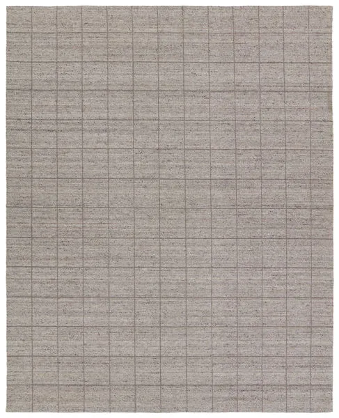 Club Handmade Striped Gray/ Taupe Rug with grid pattern in soft neutral tones, handwoven texture in gray and taupe