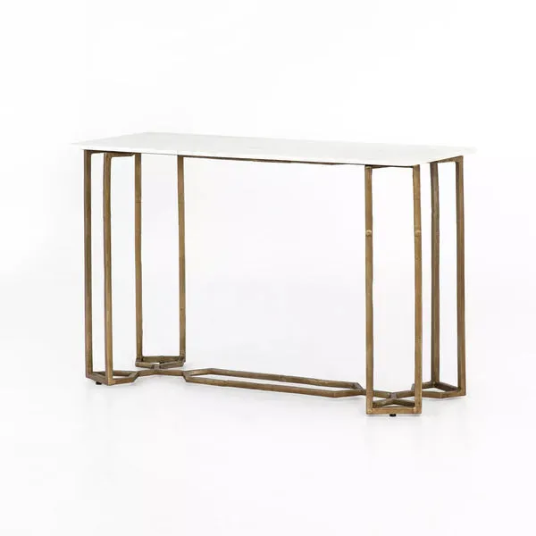 Product Image 2 for Naomi Marble Console Table Raw Brass from Four Hands
