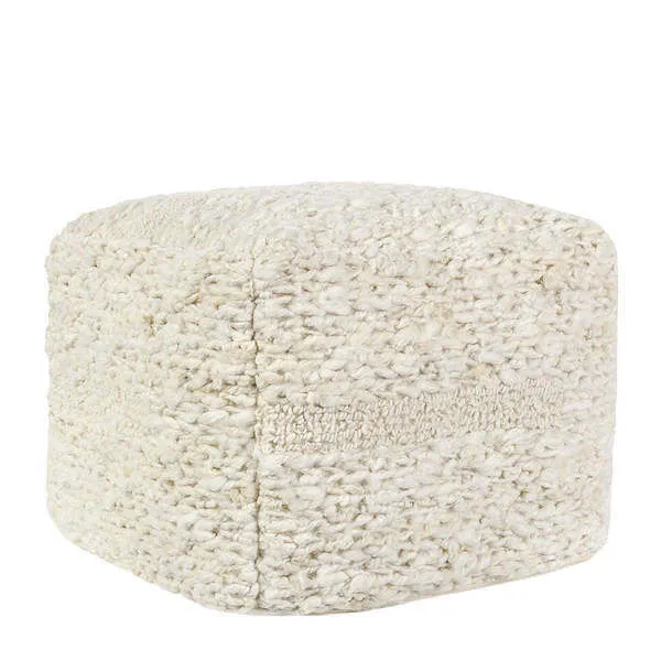Product Image 1 for Sinclair 24" Ivory Fabric Floor Cushion Pouf from Classic Home Furnishings