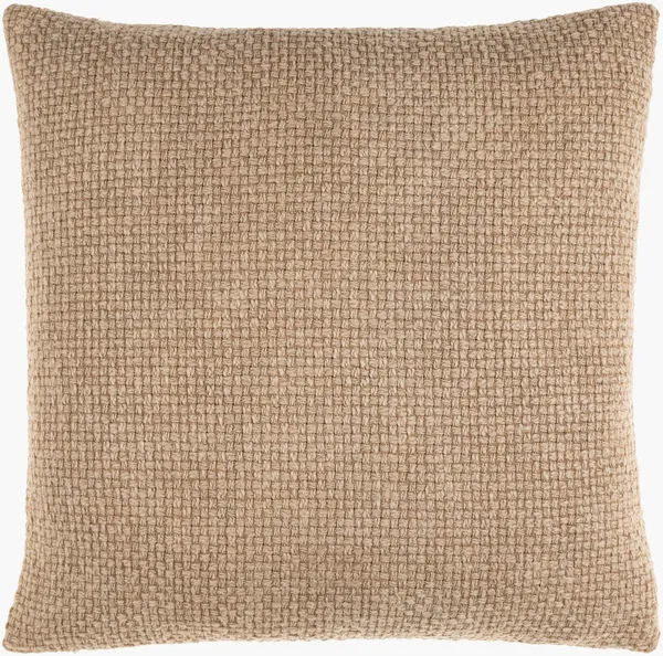 Beige washed texture accent pillow with a soft, woven cotton fabric in country cottage style