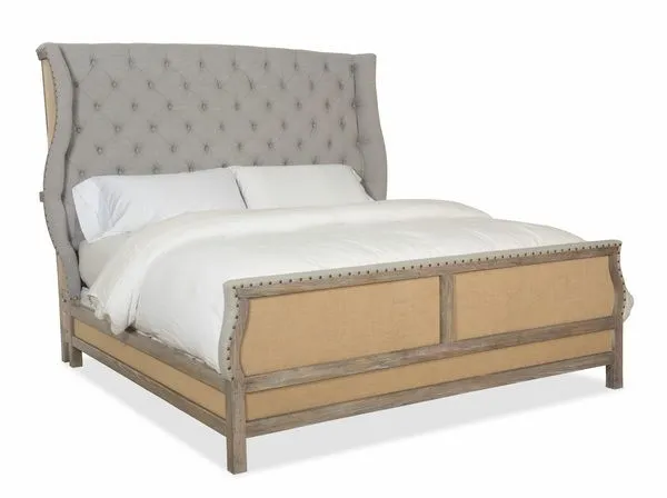 Product Image 3 for Boheme Oak & Burlap Queen Bon Vivant Bed from Hooker Furniture