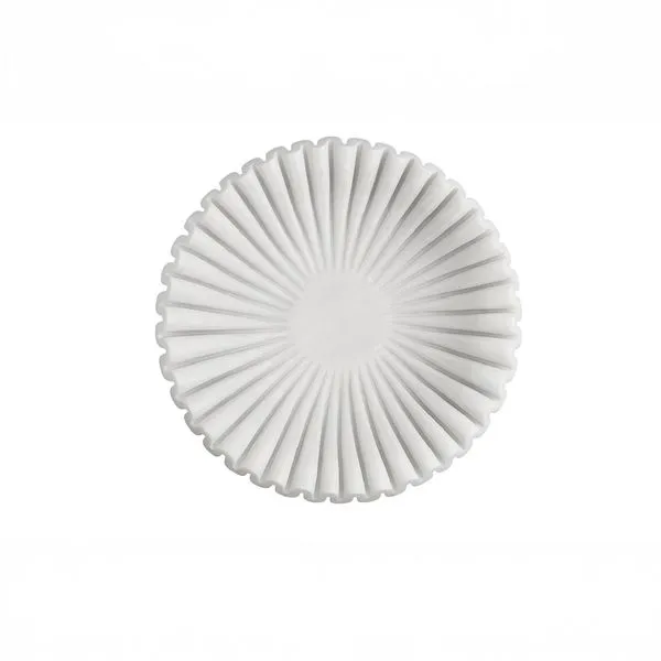 White marble bowl with soft ruffled edges and smooth finish, circular shape with sculptural pleats