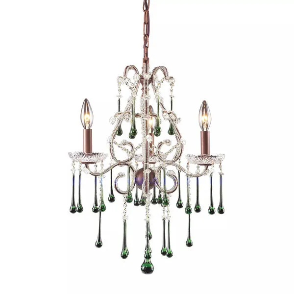 Product Image 1 for 3 Light Chandelier In Rust And Lime Crystal from Elk Lighting