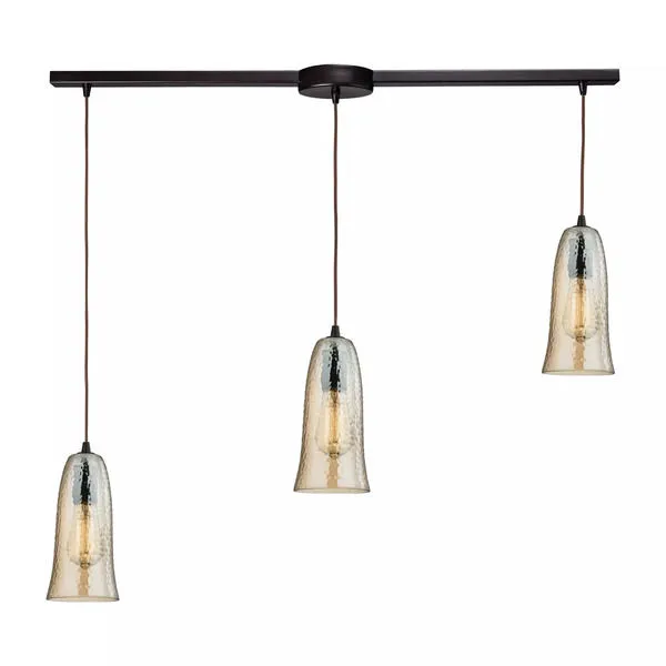 Product Image 1 for Hammered Glass 3 Light Pendant In Oil Rubbed Bronze from Elk Lighting