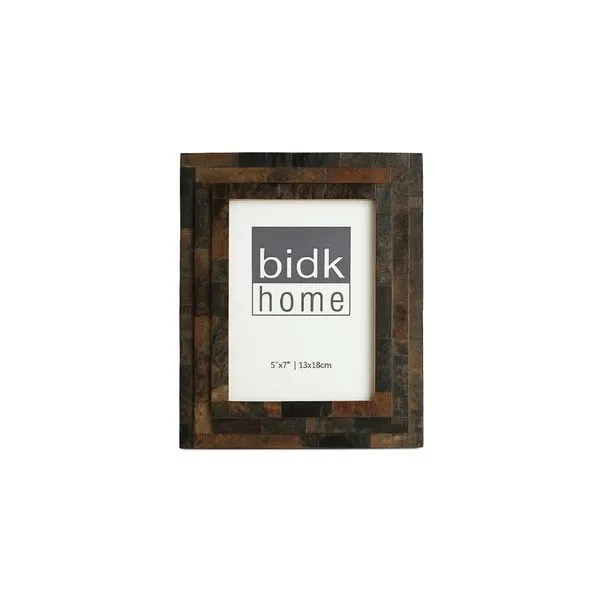 Black Horn Step Design Picture Frame with layered step pattern and dark variegated horn texture