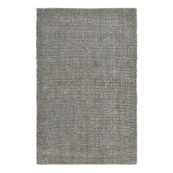 Rectangular Annello Handspun Jute Area Rug in neutral gray with chunky boucle weave texture