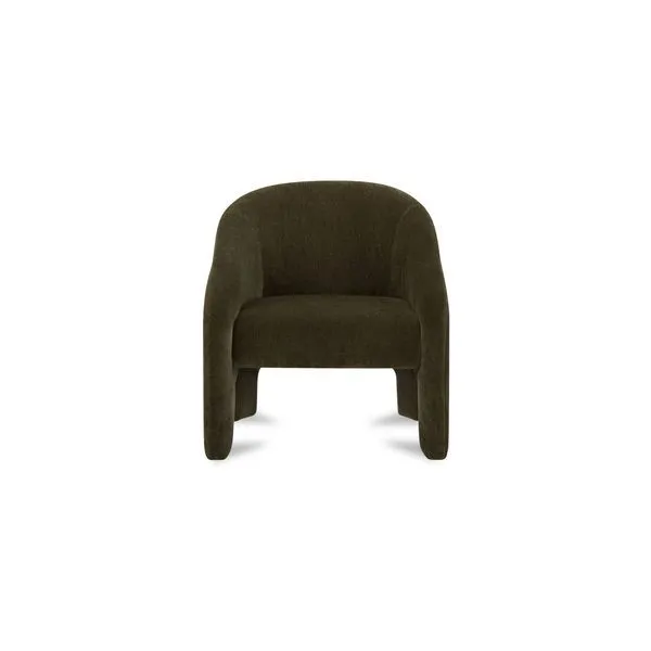 Tuva Accent Chair in cedar-green velvet with sculptural curves and high back in a modern minimalist style