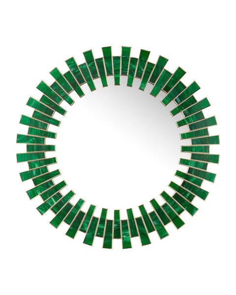 Product Image 1 for Glasdele Emerald Round Mirror from Currey & Company