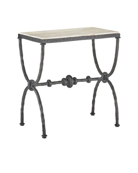 Product Image 1 for Agora White Travertine Side Table from Currey & Company
