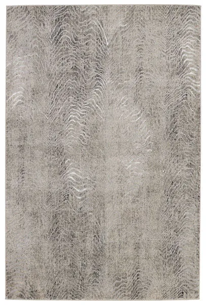 Dune Animal Pattern rug with gray, taupe, silver, and black striped animal print in modern style