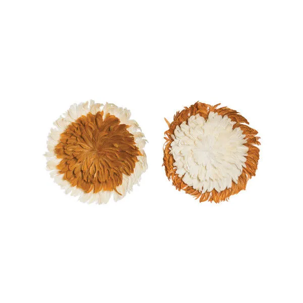 Product Image 1 for Rust & Cream Feathered Wall Decor Set from Creative Co-Op