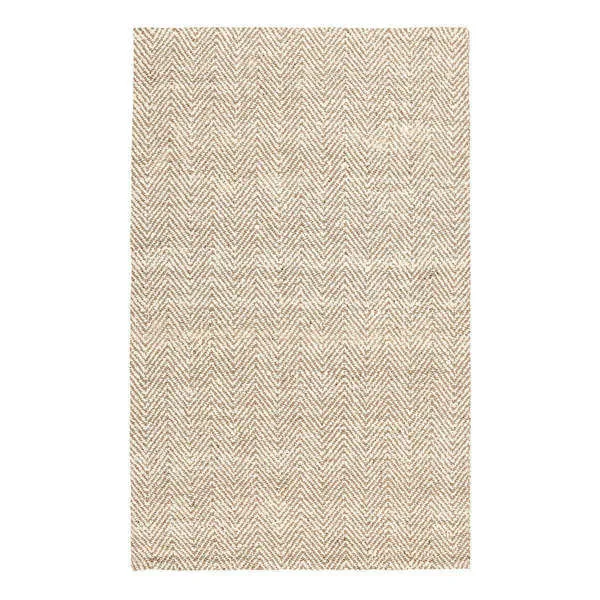 Rectangular Chevron Handwoven Jute Area Rug with alternating neutral beige and natural jute fibers