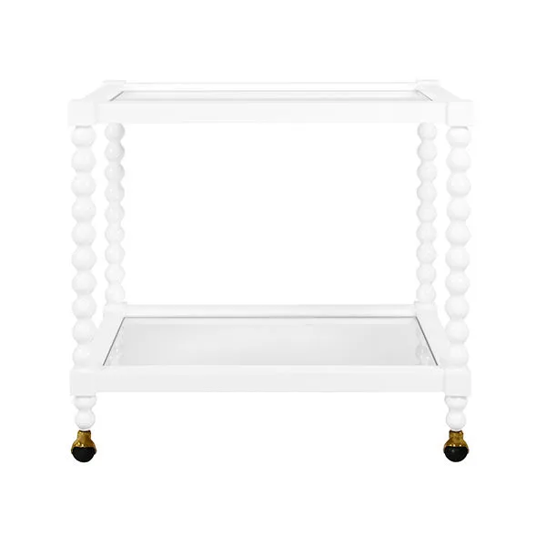 Product Image 1 for Bobbin Style Bar Cart In White Lacquer from Worlds Away