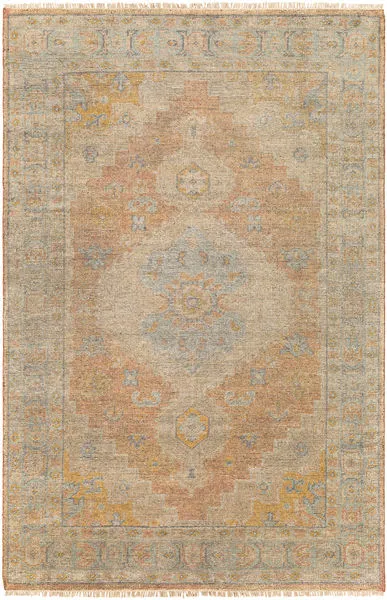 Product Image 1 for Nirvana Hand-Knotted Dusty Coral / Mustard Rug - 6' x 9' from Surya