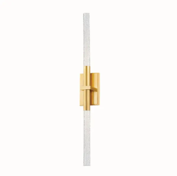 Millerton Wall Sconce isolated on white background displaying full length with aged brass finish