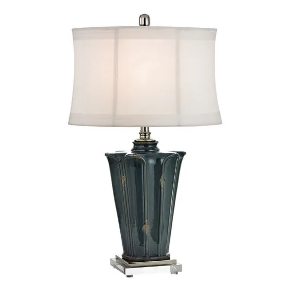 Product Image 1 for Distressed Blue Glaze Ceramic Table Lamp With Crystal Base And Polished Nickel Accents from Elk Home