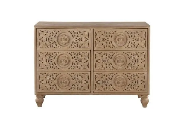 Product Image 1 for Haveli 48 Inch Mango Wood Dresser In Natural Whitewash Finish from World Interiors