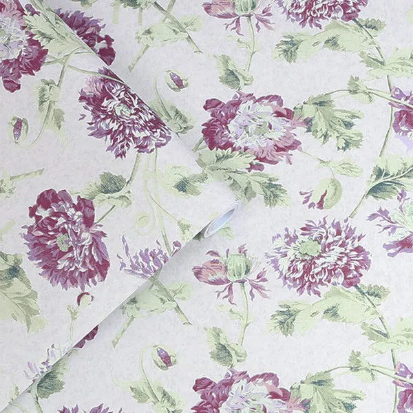 Product Image 1 for Laura Ashley Hepworth Grape Floral Wallpaper from Graham & Brown