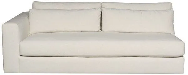 Leone Modular Sectional Left Arm Bench Seat Sofa in Identify Ivory fabric with two cushioned backrests