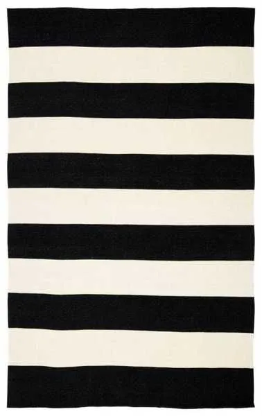 Product Image 1 for Remora Indoor/ Outdoor Stripe Black/ Ivory Area Rug - 7'6"X9'6" from Jaipur 
