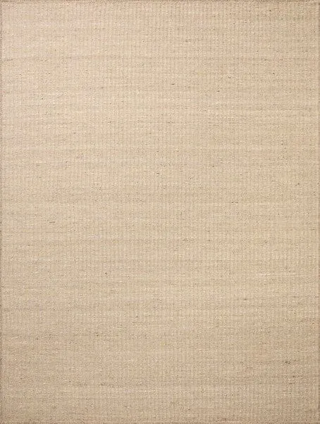 Loloi Elma Natural Rug with vertical stripes and whip-stitched edges in neutral beige tones.