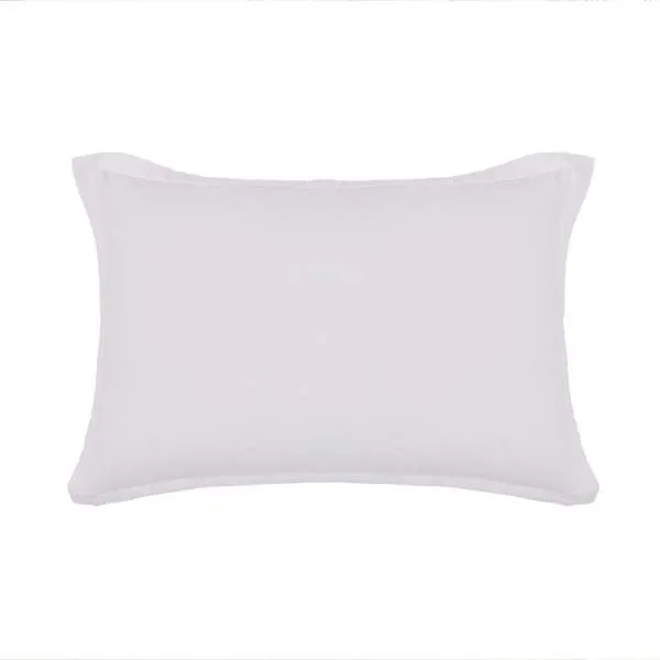 White rectangular sham pillow with a subtle flange edge in a soft bamboo linen blend fabric