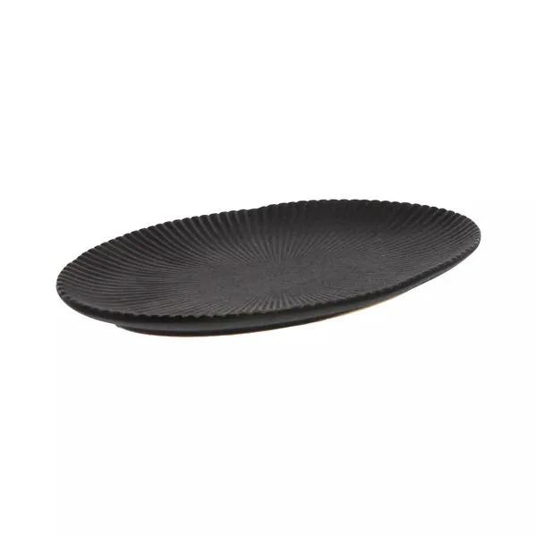 Product Image 2 for Dominic Ribbed Oval Plate, Ceramic   Black from Homart
