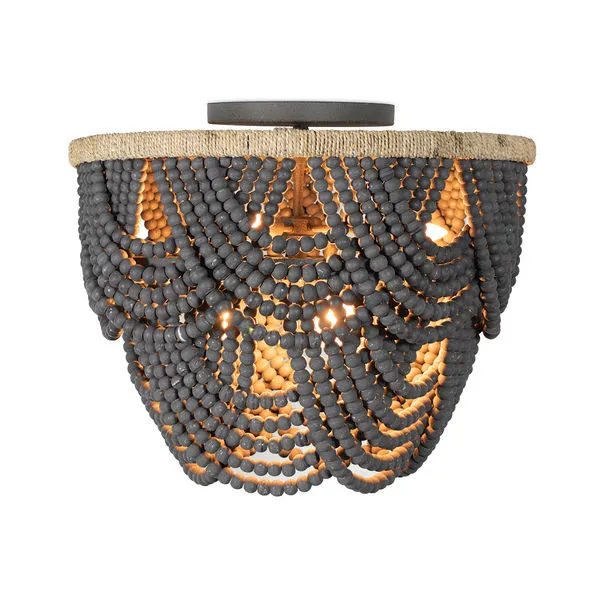 Product Image 1 for Lorelei Grey Wood-Bead Coastal Flush Mount from Regina Andrew Design
