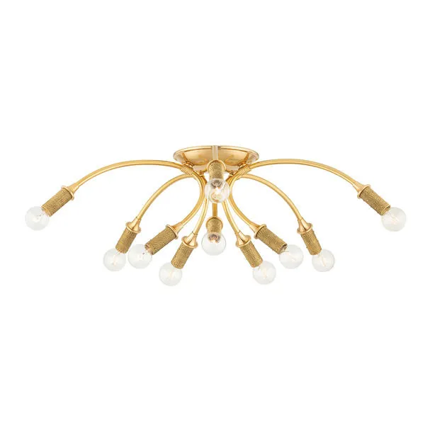 Product Image 2 for Amboy 10-Light Aged Brass Flush Mount Light from Hudson Valley