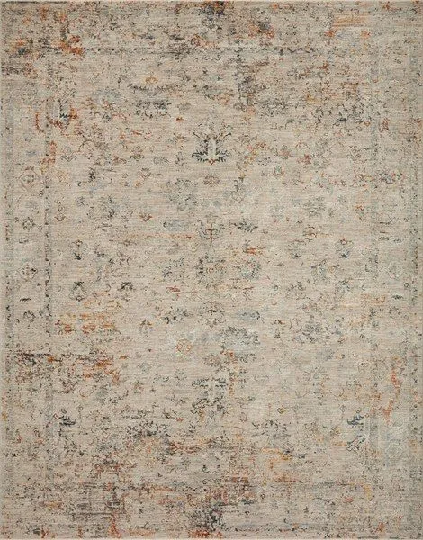 Axel Silver/Spice vintage style rug with muted tones and abstract strokes in cream, gray, and rust colors