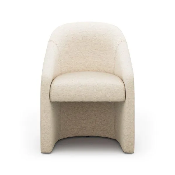 Levi Boucle Dining Chair in cream, sculpted curves with smooth upholstery and armless design