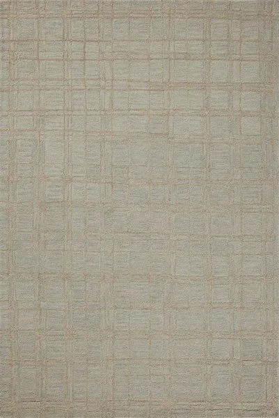 Polly Fog Wheat Rug with hand-tufted wool and jute pile in neutral tones featuring a subtle gridded design