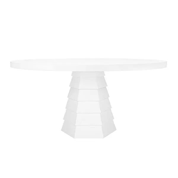 Product Image 1 for Hugo Tapering Hexagonal Base With Round Top Dining Table In Matte White Lacquer from Worlds Away