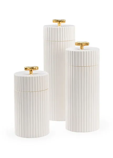 Product Image 1 for White Bamboo Canisters, Set of 3 from Chelsea House