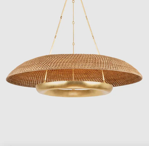 Oaklyn Chandelier in front view against light gray background highlighting rope texture and trough finish
