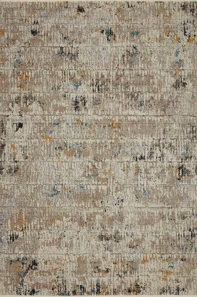Overhead view of entire Leigh Ivory Granite Rug displaying full abstract pattern and color distribution