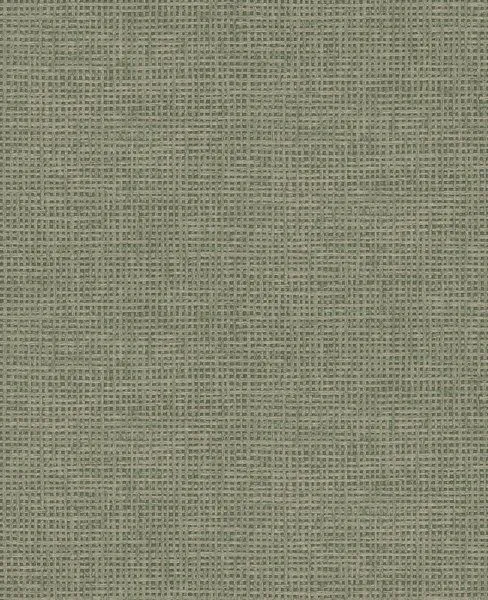 Midtone green textured wallpaper with woven style design featuring light green shades for depth