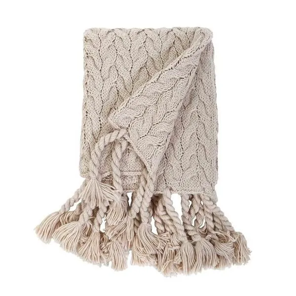 Product Image 1 for Capistrano Cable-Knit Throw Blanket - Taupe from Pom Pom at Home