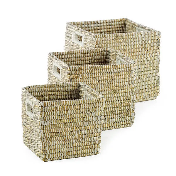 Product Image 1 for Rivergrass Square Baskets With Handles, Set Of 3 from Napa Home And Garden