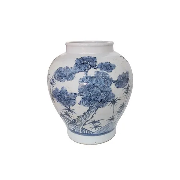 Product Image 1 for Blue & White Porcelain Jar Pine Crane Motif Belly from Legend of Asia