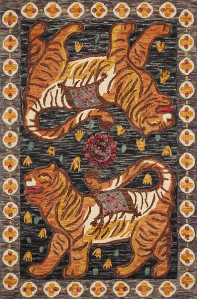 Product Image 1 for Tigress Charcoal / Tangerine Rug from Loloi